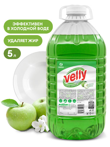 Средство для мытья посуды 5л зеленое яблоко Velly light