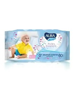 Салфетки влажные 60шт AURA ULTRA COMFORT детские