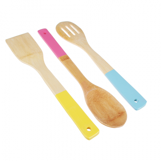Набор кухонных принадлежностей 3пр бамбук цветные ручки Гринвуд