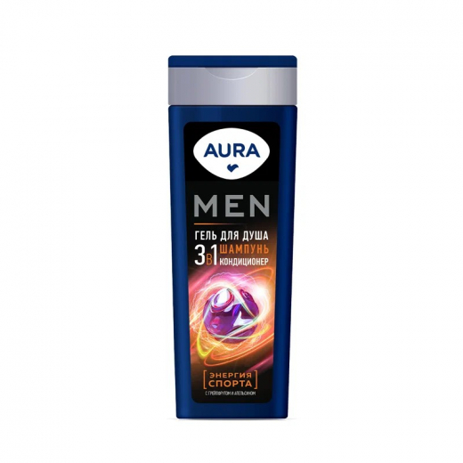 Гель для душа 380мл AURA Men 3в1 Энергия Спорта                                                                                                                                                                                                           